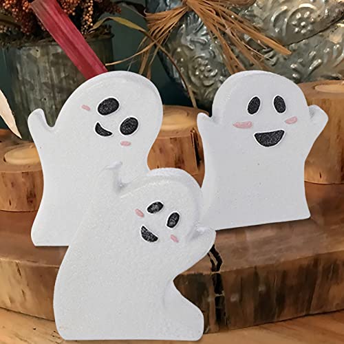 Jxueych Halloween Ghost Decor Rustic Wooden Sign Set of 3 Table Tiered Tray Decorations, Party Home Shelf Display - style: Rustic
