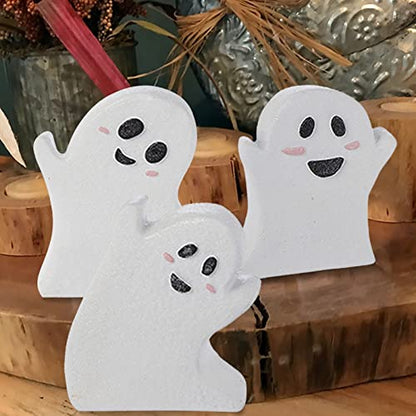 Jxueych Halloween Ghost Decor Rustic Wooden Sign Set of 3 Table Tiered Tray Decorations, Party Home Shelf Display - style: Rustic