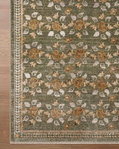 Hauteloom Fladxi Living Room, Bedroom Area Rug - Rustic Floral Bohemian - Olive, Green, Taupe, Tan - 5' x 7'5" - color: Olive, Taupe, Tan / Fahima, size: 4'11" x 7'5" (Rectangular)