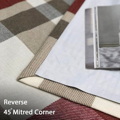 always4u 100% Blackout Plaid Curtains for Bedroom Living Room Woolen Look Black Tartan Grommet Thermal 2 Panels 45 * 95 Red Beige - color: Red Beige, size: 45"W x 95"L (Pack of 2)