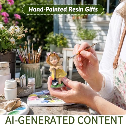 XJar Garden Fairy Figurine, Hand Painted Resin Yard Decor Statue - color: Flower Fairy Gardener-yellow