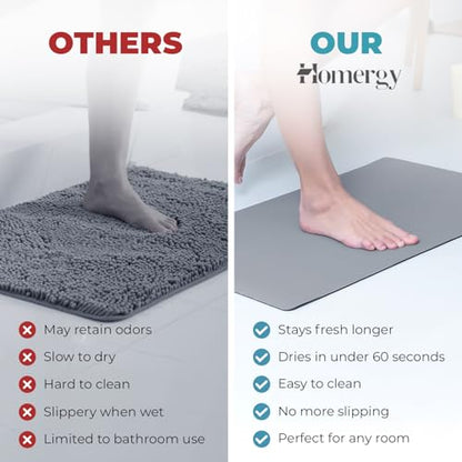 Homergy Bath Mat for Bathroom Non Slip, Quick Dry, 20x32 in, Grey - color: Gray, size: 20" x 32"