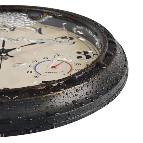 zyzamay 13 Inch Outdoor Clock with Thermometer and Hygrometer,BlackGold - color: 13 Th Blackgold