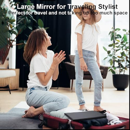 LPHUMEX Foldable Full Length Dance Mirror – 33” Portable Shatterproof Hanging Mirror, Folding Full Length Travel Mirror for Dancing, Camping, RV