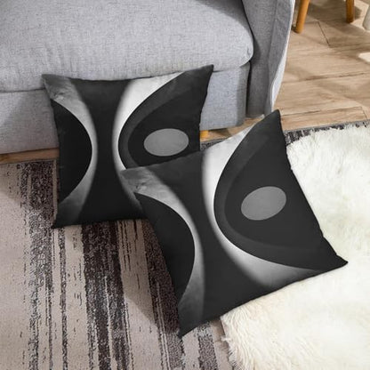 Emvency Throw Pillow Covers Set of 2, 18 x 18 Inch, Abstract Modern Striped - color: Black and Grey 1, size: 18" x 18" (Pack of 2)