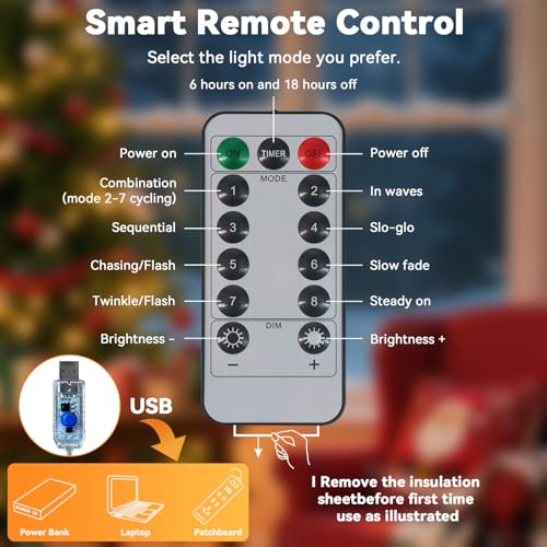 Twinkle Fairy Lights 8 Modes with Remote and Timer 33ft 100LED - color: Blue, size: 1 Pack