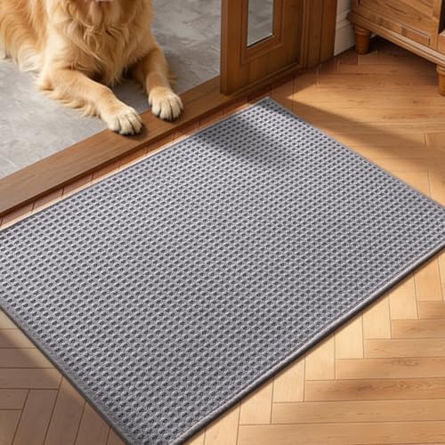 YIHOUSE Indoor Door Mat 20" x 32", Non-Slip Washable Entryway Mat, Dirt Trapper Absorbent Entrance Mat, Low Profile Floor Mat for Front/Back Door, Entryway, Light Grey ﻿ - color: Light Gray, size: 20"x32" (Rectangular)
