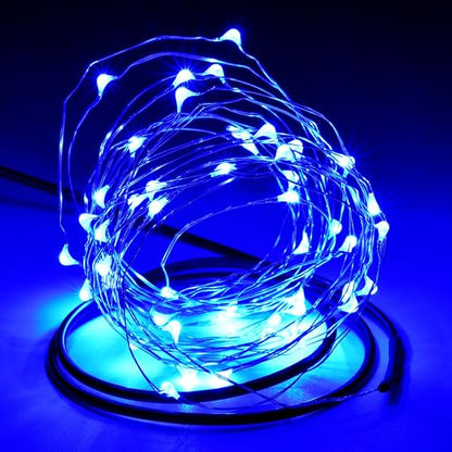 Karlling USB Plug in LED Fairy Lights,2 Packs of 50 LED Bulbs 16 Ft Silver Wire Waterproof Starry String Lights for Bedroom Patio Garden Party Wedding Commercial Lighting (Blue) - color: Blue, size: 50 Leds(2 Pack)