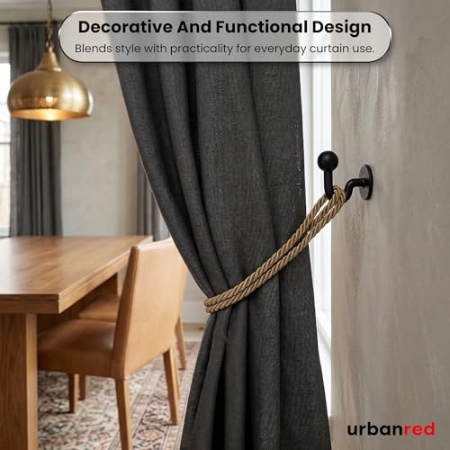 UrbanRed Metal Curtain Holdbacks, 2 Pack Curtain Tiebacks for Wall