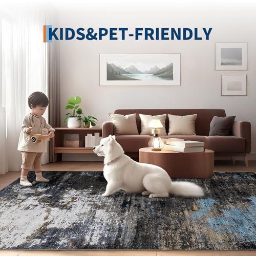 GarveeHome Machine Washable Runner Abstract Hallway Rugs 2x6 Grey Brown - color: Natura/Land, size: 2' x 6' (Rectangular)