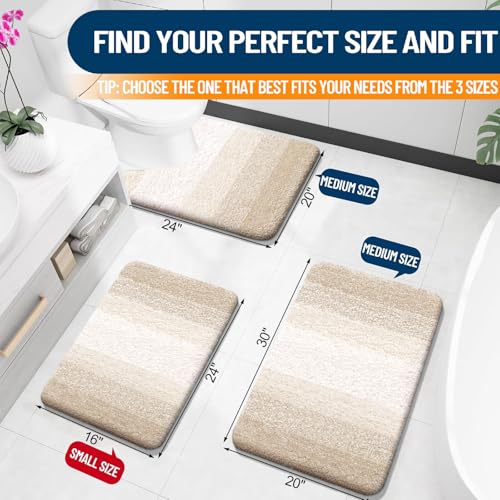 OLANLY Small Bathroom Rugs 24x16, Extra Soft Absorbent Microfiber Bath Rugs - color: Light Beige, size: 24" X 16"