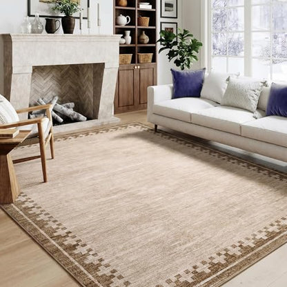 GarveeHome 8x10 Cross Bordered Living Room Rug Non Slip Neutral Carpet - color: Beige, size: 8' x 10' (Rectangular)