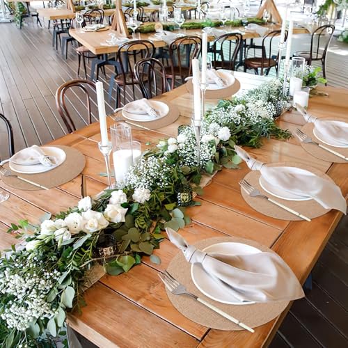 24 Pcs 11.8 Inch Burlap Round Placemats Bulk, Natural Table Mats - color: Beige