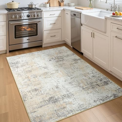 3x5 Area Rug Washable Non Slip, Kithcen Indoor Entrance Door Mat - color: Beige, size: 3' x 5' (Rectangular)