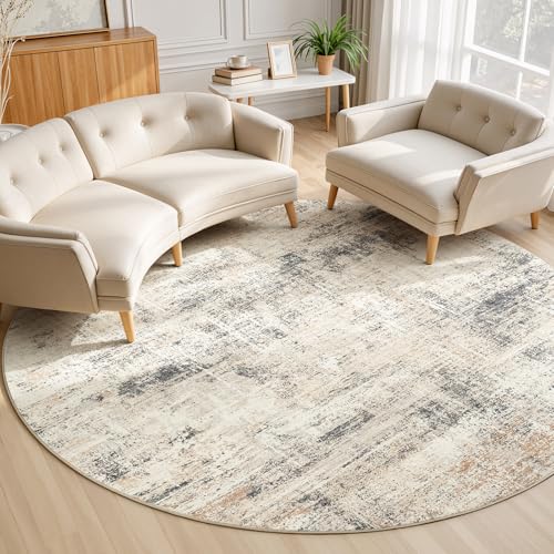 8ft Area Rug for Living Room, Abstract Washable Non-Slip Large Rugs, Gold - color: Grey/Gold, size: 8' (Round)