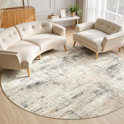 8ft Area Rug for Living Room, Abstract Washable Non-Slip Large Rugs, Gold - color: Grey/Gold, size: 8' (Round)