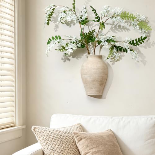 Vanselia 2 Pack Ceramic Wall Vase Home Decor Hanging Planter (12" Retro) - color: 2 Pack Retro-12"