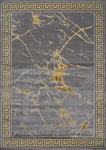 GLORY RUGS Area Rugs Marble 5X7 Grey Gold Carpet Modern Abstract Rug Living Room Dining Bedroom Rug - color: Grey, size: 5' x 7' (Rectangular)