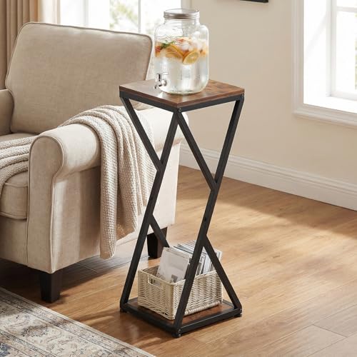 2-Tier Tall Plant Stand Indoor, Small Square Side Table for Home