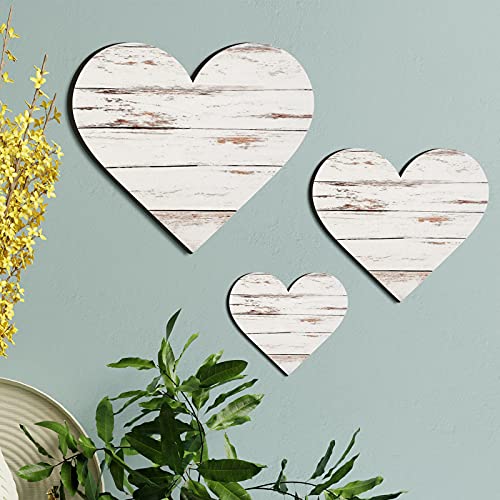 Jetec 3 Pcs Wood Heart Wall Decor Farmhouse Plaque, Simple - style: Minimalist