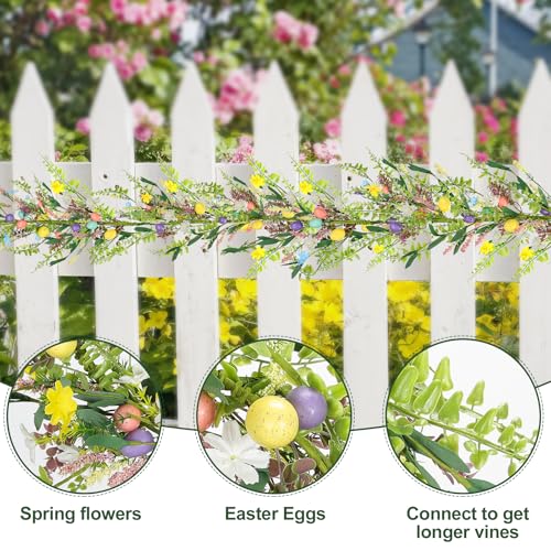 6.5 ft Easter Garland-Spring Garland Egg and Mixed Berry Garland - color: Easter01