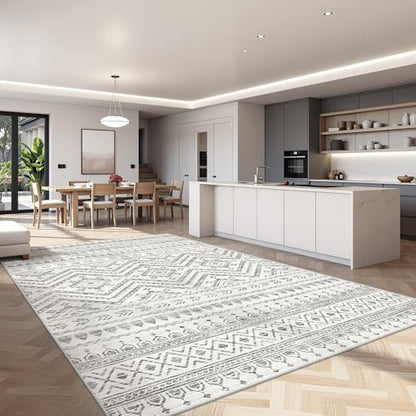 Miukiki 7x9 Area Rug Washable Non Slip Rug for Living Room - color: Grey, size: 7' x 9' (Rectangular)