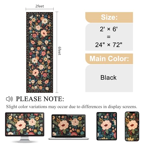 DUKINO 2x6 Runner Rug for Hallway, Washable Runner Rug Non Slip, Black - color: Black, size: 2' x 6' (Rectangular)