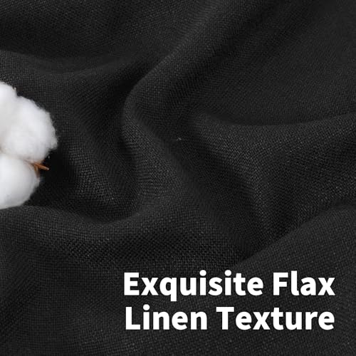 YoungsTex Black Linen Semi Sheer Curtains 45 Inches Long 2 Panels - color: Black, size: 42"W x 45"L (Pack of 2)