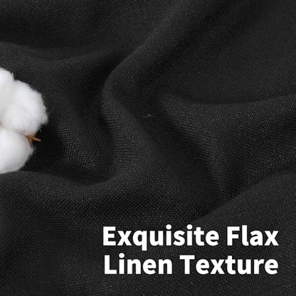 YoungsTex Black Linen Semi Sheer Curtains 45 Inches Long 2 Panels - color: Black, size: 42"W x 45"L (Pack of 2)