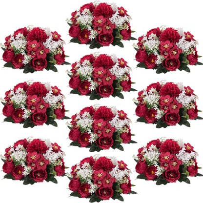 Flower Balls Centerpieces for Tables: Crimson Silk Rose, 10Pcs - color: Crimson, size: 10 PCS