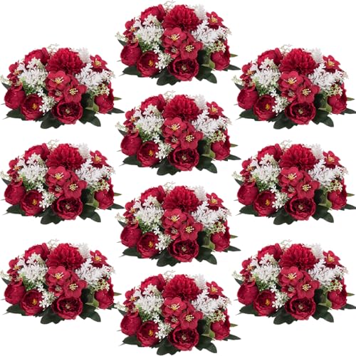 Flower Balls Centerpieces for Tables: Crimson Silk Rose, 10Pcs - color: Crimson, size: 10 PCS