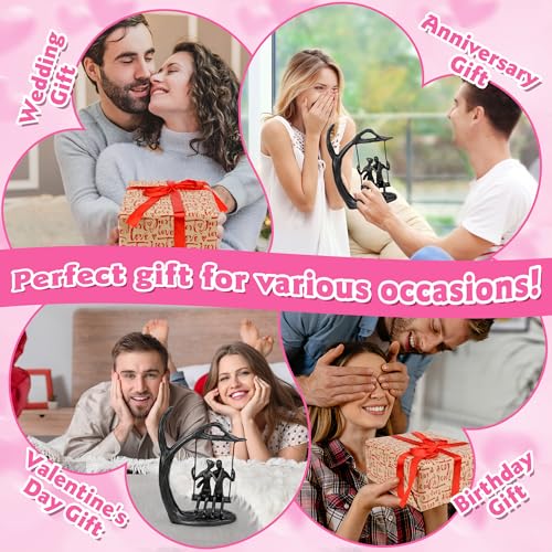 Kresecioo Anniversary Wedding Gifts for Couple/Her - Romantic Couple Statue in Love, Black Metal Figurine Sweet Loving Together Iron Sculpture Decor, Gifts for Wife Husband Birthday - color: Classic Black, size: Swing Couple