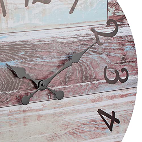 Stonebriar Vintage Farmhouse 23 Inch Round Battery Operated Hanging Wall Clock - size: 23.5 Inch