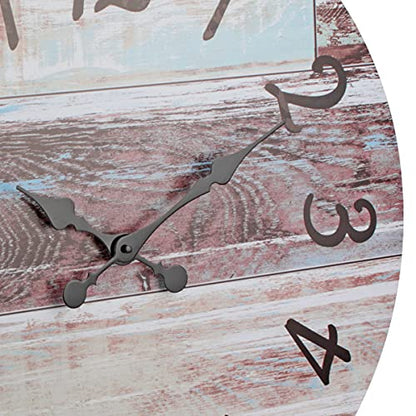 Stonebriar Vintage Farmhouse 23 Inch Round Battery Operated Hanging Wall Clock - size: 23.5 Inch