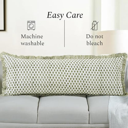 CPC Emerald Green Block Print Ruffle Sham Pillow Cover 20x54 Inch Pack of 1 - color: Emerald Green, size: 54" x 20" (Pack of 1)