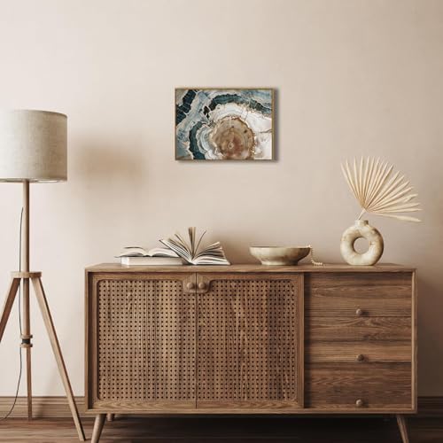 BingruiArt Faux Wood Tree Ring 06 Canvas Wall Art 12x16 Framed - color: Tree Ring - 06, size: 16"L x 12"W