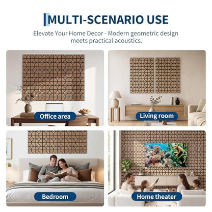 Garvee 3D Acoustic Wood Panels, 12" x 12" Sound Absorbing Wall Panels, Oak - color: 12 pcs-Oak