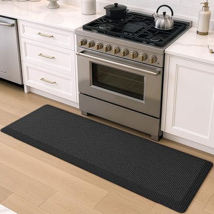 DEXI Anti Fatigue Kitchen Mat Cushioned, 20x60 Waterproof Runner Rug Black - color: Black, size: 60"L x 20"W x 0.9"Th