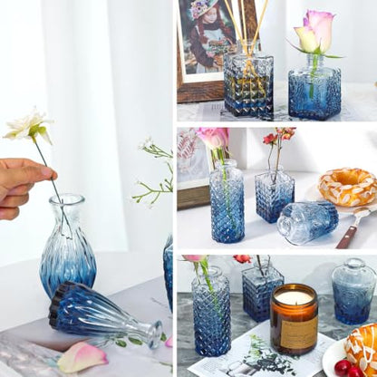 Fixwal 36 Blue Bud Vases Glass Bud Vase Set of 36, Small Vases for Flowers - color: Blue, size: 36pcs