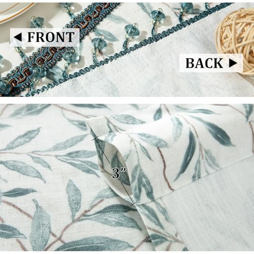 VOGOL Country Style Leaf Print Scalloped Valance, Beaded Trim, 52 x 16 - color: Blue, size: 52"W x 16"L (Pack of 1)