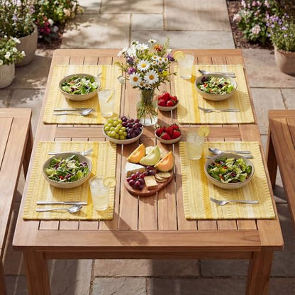 Artoid Mode Yellow Woven Braided Stripe Placemats Set of 4-12x18 Inch - color: Yellow, size: 12" x 18", 4 Pcs