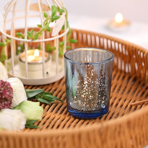 Volens Blue Party Decorations 72pcs, Mercury Glass Votive Candle Holders - color: Blue--72pcs