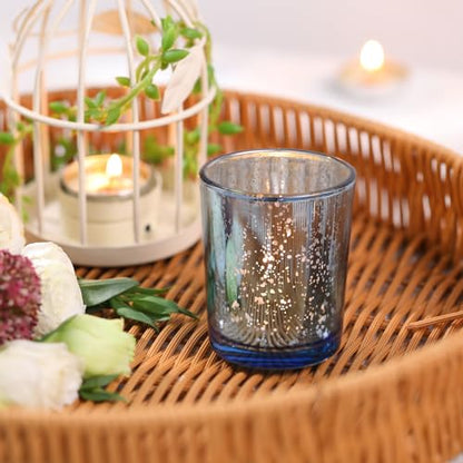 Volens Blue Party Decorations 72pcs, Mercury Glass Votive Candle Holders - color: Blue--72pcs