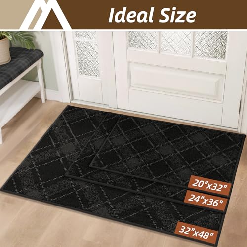 COSY HOMEER Door Mat Non-Slip Absorbent Washable Entrance 20"x32" Black - color: Black, size: 1'8" x 2'8" (Rectangular)