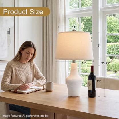 23" Farmhouse Ceramic Table Lamp Modern Bedside Lamps Off-White - color: 23.25" Single - Off-White