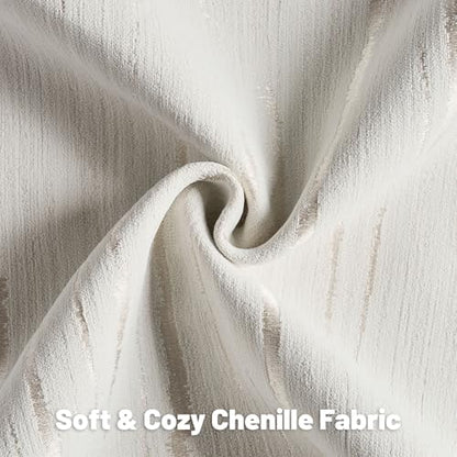 HAUSSY Pack of 2 Chenille Embossed Throw Pillow Covers 24x24 Inch, Cream - color: Cream, size: 24" x 24" (Pack of 2)