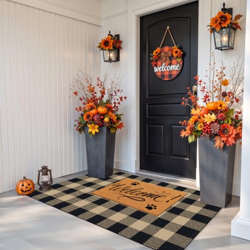 Outdoor Rugs, Brown and Black Area Rug Checkered 3’x 5’ - color: Brown & Black, size: 3' x 5' (Rectangular)