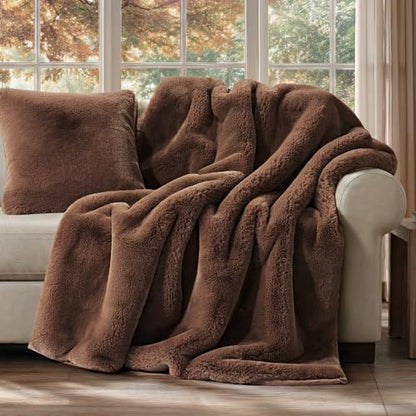 EverGrace Faux Chinchilla Fur Throw Blanket, 60"x80", Chestnut Mink - color: Chestnut Mink, size: 60"x80"
