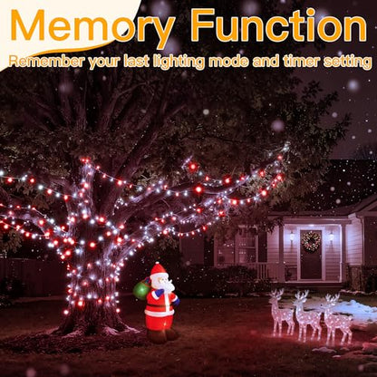 Ollny Red and White Christmas Lights, 400LED 131FT String Light with Remote - color: Red and White, size: 400 LEDs