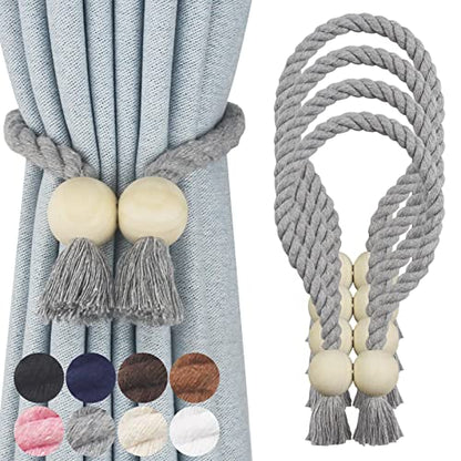 Magnetic Curtain Tiebacks Decorative Tie Back Drapes Holdbacks Nieffeiy - color: Grey